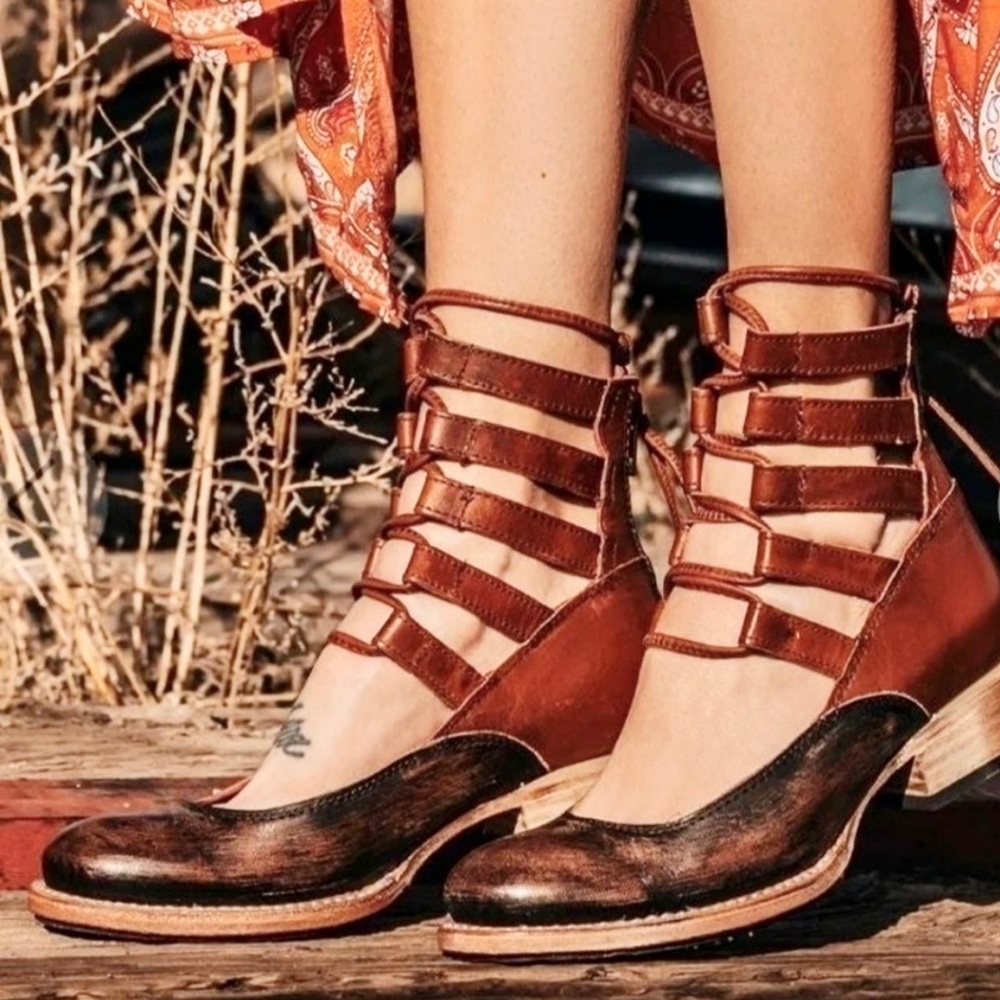 Freebird by Steven Cognac Multi Leather Malone Shoes Booties 9